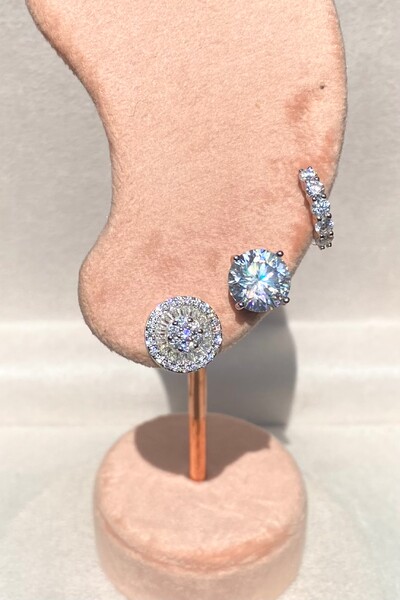 FotoBrinco Argolinha Moissanite Prata 925 com Ródio branco