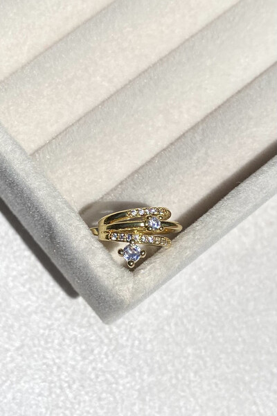 Foto Fake Piercing Sofia Zircônias Dourado