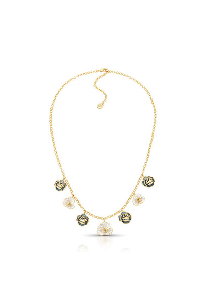 Foto Colar Rosas Esmaltado Banhado no Ouro 18k