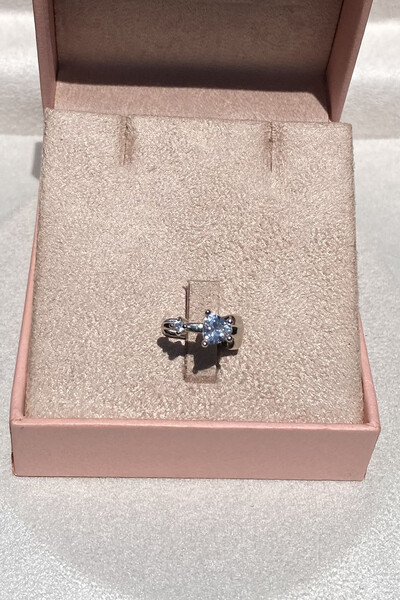 Foto Fake Piercing Coração Zircônias Ródio Branco