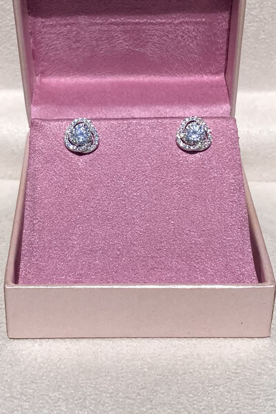 Foto Brinco Caracol 5mmMoissanite Prata 925 com Ródio branco