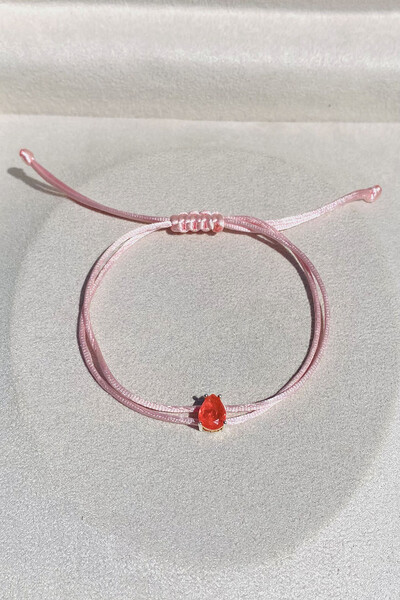 Foto Pulseira Cordão Rosa Claro Gota Fusion Coral Prata 925