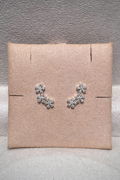 Foto Brinco Earcuf 3 Flores Zircônias Prata 925