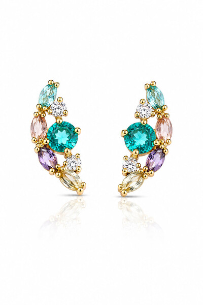 Foto Brinco Earcuff Candy Colors Zircônias Ouro 18k