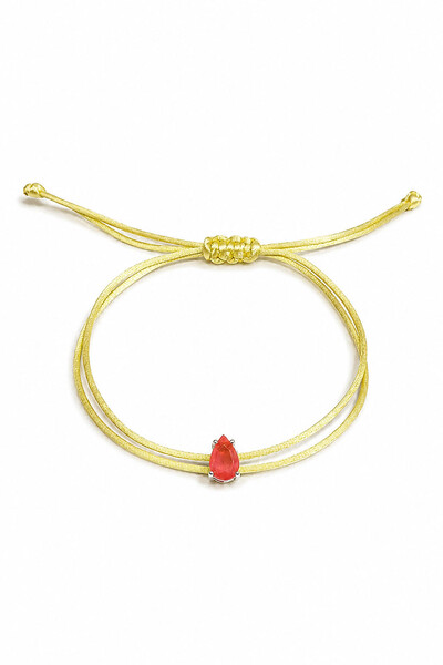 Foto Pulseira Cordão Amarelo Gota Fusion Coral Prata 925