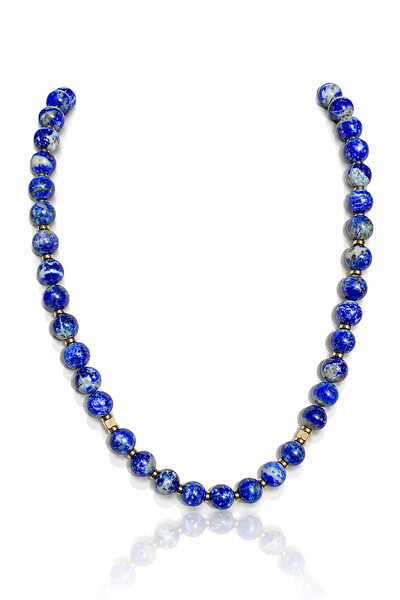 Foto Colar Pedra Lápis Lazuli G Ouro 18k