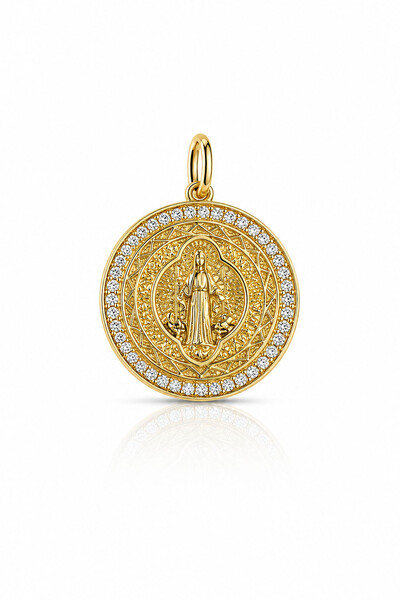 Foto Pingente São Bento Zircônias em Volta Ouro 18k