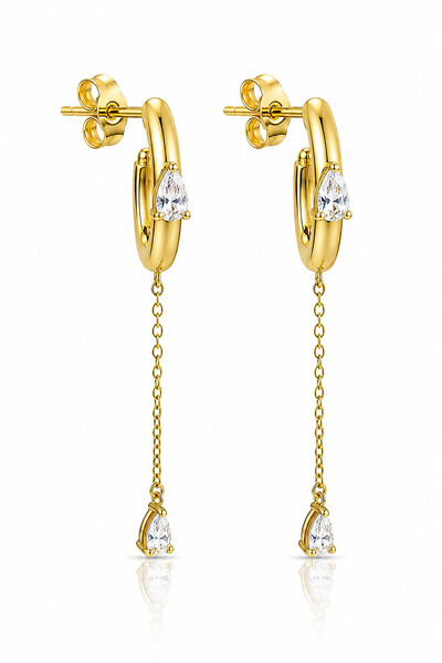Foto Brinco Argola Detalhes Gotas Ouro 18k
