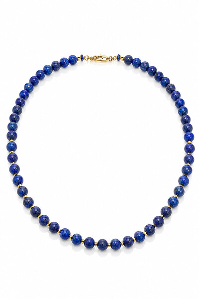 Foto Colar Pedra Lápis Lazuli Anis Ouro 18k