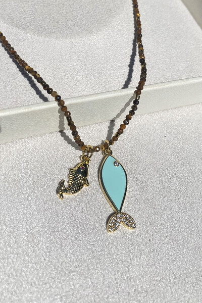 FotoColar Pedra Natural com Peixes duplos