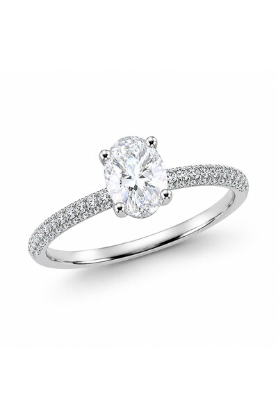 Foto Anel Solitátio Oval Moissanite 7x9 MM Prata 925 Ródio Branco