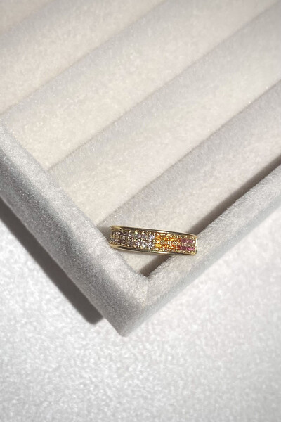 Foto Fake Piercing Zircônias Coloridas Degrade Dourado