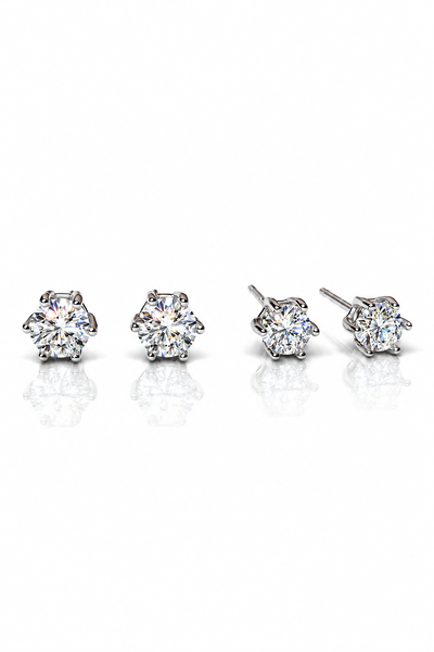 Foto Conjunto Brincos Pontos Luz Moissanites Prata 925 Ródio Branco