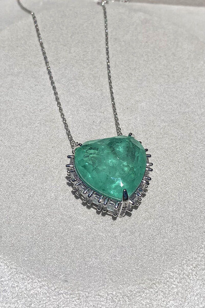 FotoColar Coração Turmalina Fusion Ródio Branco