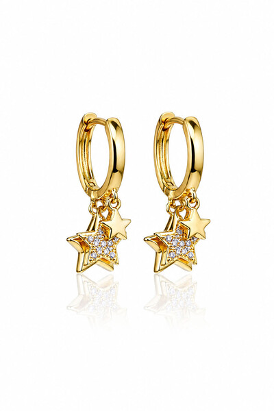 Foto Brinco Argola Estrelas Ouro 18k