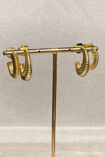FotoBrinco Argola Par Dupla Listas Ouro 18k