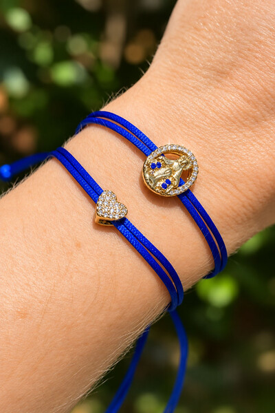 Foto Pulseira Pingente Coração P Zircônias AZul Royal