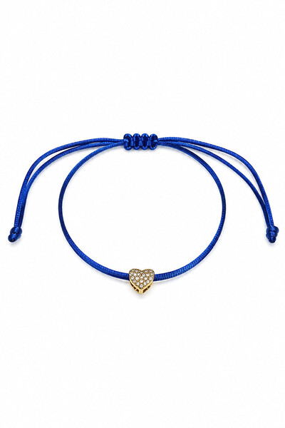 Foto Pulseira Pingente Coração P Zircônias AZul Royal