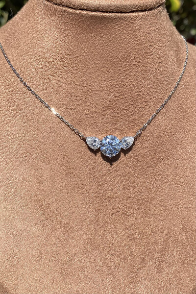 Foto Colar Pontos de Luzes Central 9MM Moissanite Prata 925 Ródio Branco