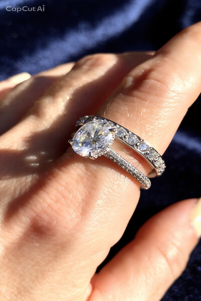 Foto Anel Aliança Inteira Moissanite Aparador 2,5MM Prata 925 Ródio Branco