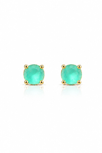Foto Brinco Ponto luz 5MM Turmalina Fosco Zircônia Ouro 18k