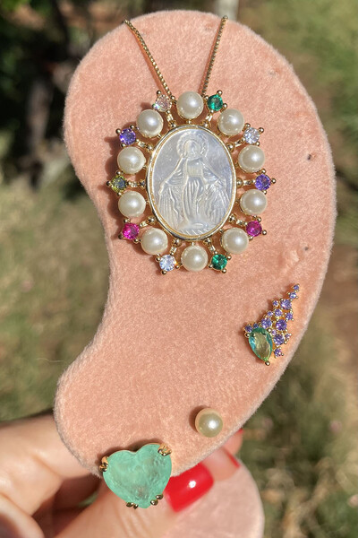 FotoColar NSra das Graças Madrepérola Ouro 18k