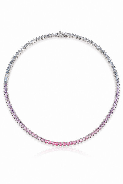 Foto Colar Riviera 3mm Zircônia Rose Ródio Branco