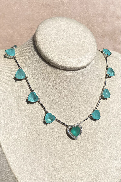 FotoColar Riviera Corações Turmalina Fusion Ródio Branco