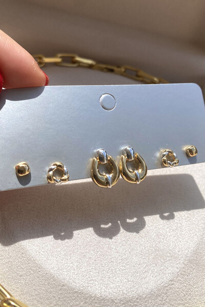 Foto Brinco Trio Duo Ouro 18k