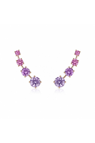Foto Brinco Earcuff Pink Zircônia Ouro 18k