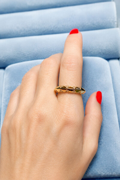 Foto Anel Gypsy Zircônias Cristais Ouro 18k