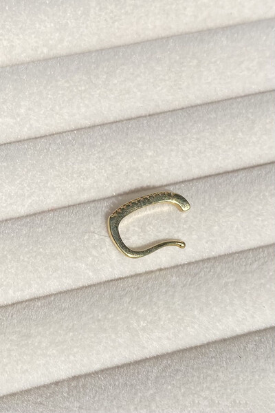 FotoFake Piercing Zircônias Fino Retangular Dourado