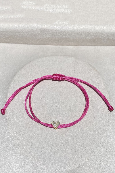 Foto Pulseira Pingente Coração P Zircônias Pink