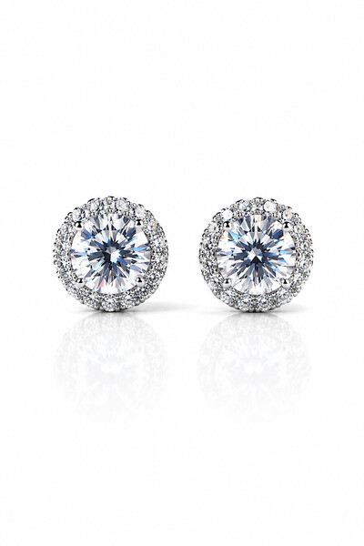Foto Brinco Ponto Luz 10mm Moissanite Prata 925 com Ródio branco