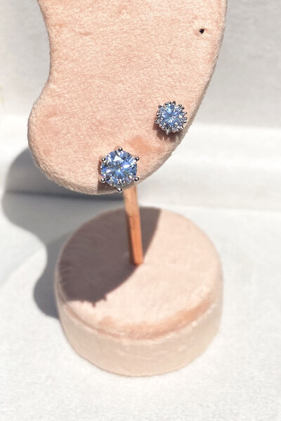 Conjunto Brincos Pontos Luz Moissanites Prata 925 Ródio Branco