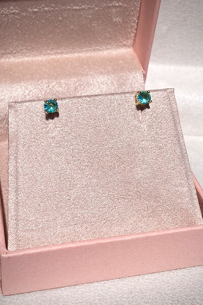 Foto Brinco Ponto luz 3MM Turmalina Zircônia Ouro 18k