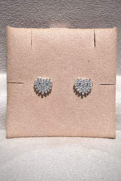 Foto Brinco Coração Zircônias Prata 925