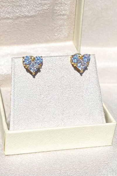FotoBrinco Coração Zircônias Cristal Ouro 18k