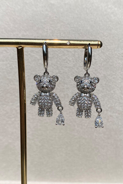Foto Brinco Argola Teddy Zircônia Ródio Branco