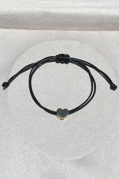 Foto Pulseira Pingente Coração Liso Preta