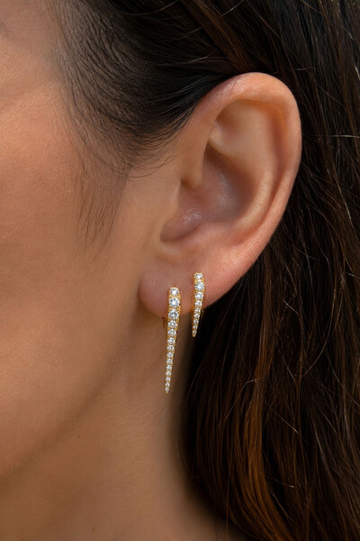 Foto Brinco Dupla Argola Luiza Zircônia Ouro 18k