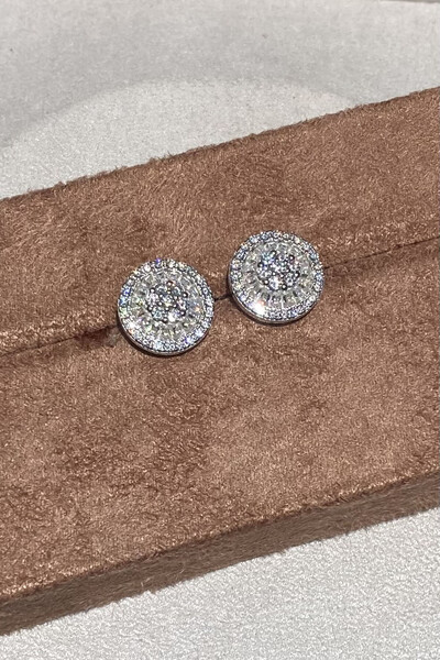 Foto Brinco Pizza 1,8mm Moissanite Prata 925 com Ródio branco