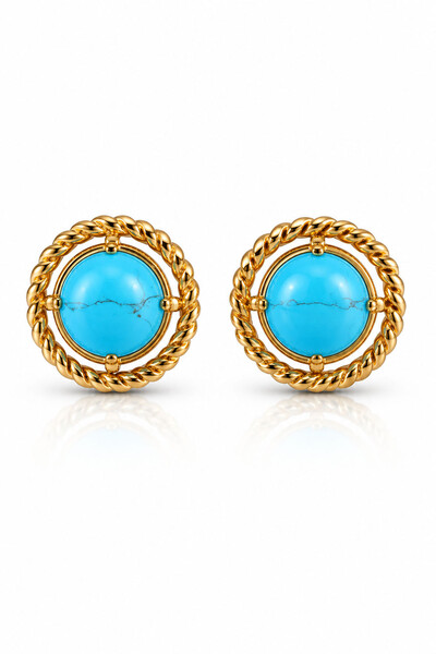 Foto Brinco Círculo Turquesa Ouro 18k