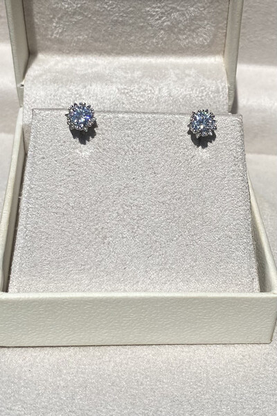 Foto Brinco Ponto Luz 5mm Moissanite Prata 925 com Ródio branco