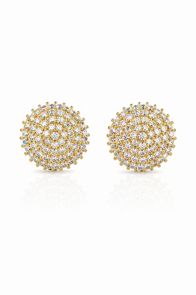 Foto Brinco Ponto Luz Flor Zircônia ouro 18k