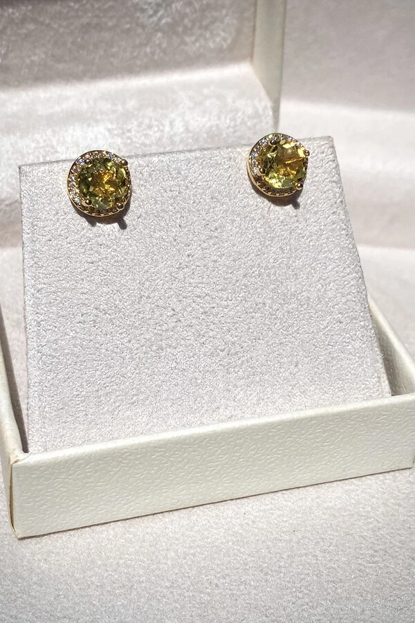 Brinco Ponto Luz Yellow Fancy Com Zircônias Ouro 18k