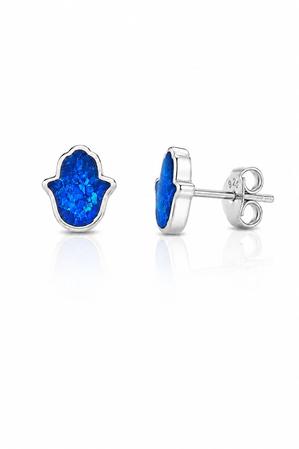 Brinco Mãozinha Azul Prata 925