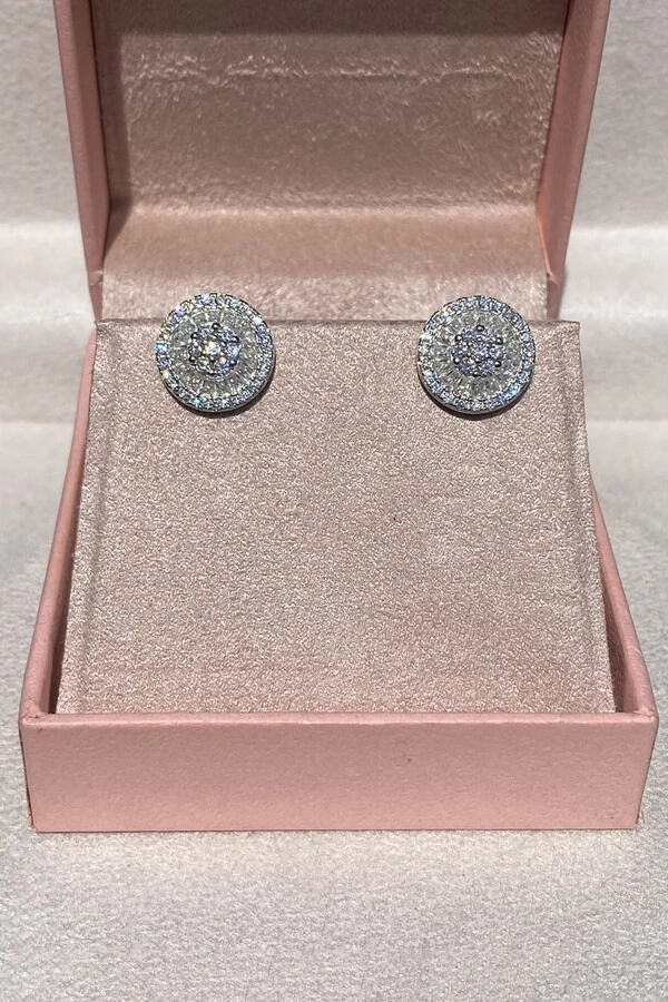 Brinco Pizza 1,8mm Moissanite Prata 925 com Ródio branco