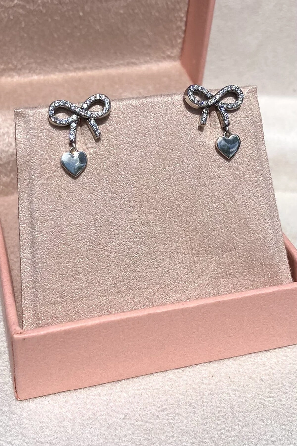 Brinco Laço Zircônias Prata 925 Envelhecida