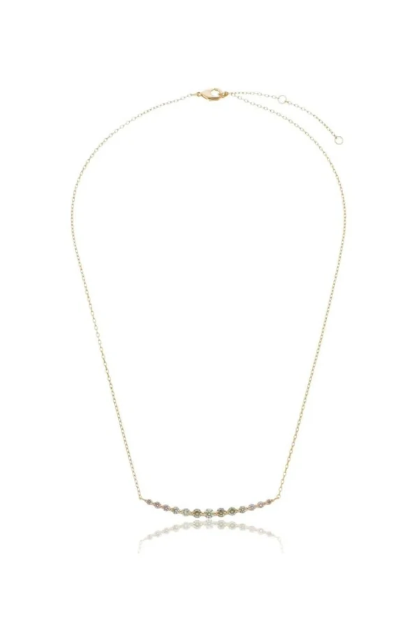 Colar Delicado Zircônias Dourado Lima Ouro 18k